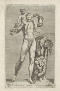 Sculptuur van Silenus met de jonge Bacchus op zijn schouders Bacchuksen patsas Caesarien puutarhassa (nimi esineessä) Antiikkiveistoksia Roomassa (sarjan nimi) Ikonit Rooman kaupungin muinaisista patsaista, joita nähdään julkisilla paikoilla (sarjan nimi) tekijältä Anonymous