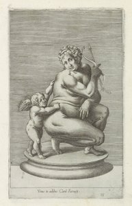 Escultura de Venus en Amor Venus a la casa del Card. Farnesii (títol sobre objecte) Escultures antigues a Roma (títol de la sèrie) Icones de les estàtues antigues de la ciutat de Roma que es veuen en llocs públics (títol de la sèrie) finlandesos tekijältä Anonymous
