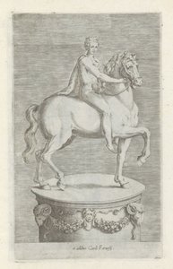 Sculptuur van een naakte jongen op een paard Antiikkiveistoksia Roomassa (sarjan nimi) Ikonit Rooman kaupungin muinaisista patsaista, joita nähdään julkisilla paikoilla (sarjan nimi) tekijältä Anonymous