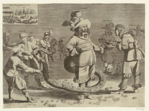 Sarjakuva Cromwellista inhottavana Tailmanina, 1652 tekijältä Anonymous