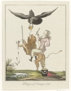 Sarjakuva Alankomaiden maksusta Preussille, 1787 Puhdista l