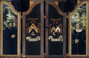Triptyykin kaksi siipeä Julien de Brouckeren ja hänen vaimonsa Elisabeth Canneelin muotokuvilla tekijältä Anonymous