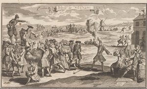 Tuulikaupan tulos, 1720 Uytslag der Wind Negotie (otsikko esineessä) The Great Scene of Folly (sarjan nimi) tekijältä Anonymous
