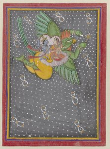 Vishnu ja Lakshmi ratsastavat Garudalla tekijältä Anonymous