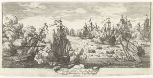 Zeeslag bij Beachy Head, 1690 Merivoimien taistelu englantilaisia ​​ja hollantilaisia ​​vastaan ​​10. heinäkuuta 1690 (otsikko esineessä) tekijältä Anonymous
