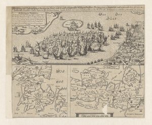 Zeeslag in de Sont, 1658 Kuva hollantilaisen puvun Sündtissä / ja erittäin verisiä kokouksia seurasi perjantaina 29. lokakuuta A. ja 8. marraskuuta. ... Ao. 1658 (otsikko esineessä) tekijältä Anonymous