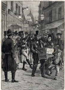 Kerjäläisestä nimeltä Viscount Hinton, barbaarinen urkusoittaja Lontoon kaduilla, tuli miljonääri isänsä Lord Poulettin kuoleman jälkeen, joka vuokrasi hänelle omaisuutensa. Kaiverrus. "" Le Petite Parisien" -julkaisussa, 12.2.1899. Yksityinen kokoelma. tekijältä Anonymous Anonymous