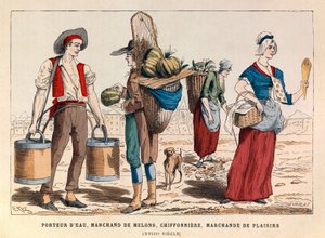 Vedenkuljettaja, melonikauppias, rätti ja huvikauppias 1700-luvulla - yksityinen kokoelma tekijältä Anonymous Anonymous