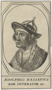 Adolphe de Nassau (1250-1298) - Adolf Nassaulainen, roomalaisten kuningas, Anonyymi. Etsaus, koko: 10,8x6,2 tekijältä Anonymous Anonymous