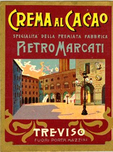 Mainos kaakaokermasta Marcati Trevisosta (kromolitografia) tekijältä Anonymous Anonymous