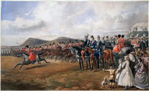 Alexandre II (1818-1881) passant les torupes en revue - Tsaari Aleksanteri II arvioi joukkoja - Anonyymi - 1867 - Akvarelli paperille - 55x90 - Yksityiskokoelma tekijältä Anonymous Anonymous