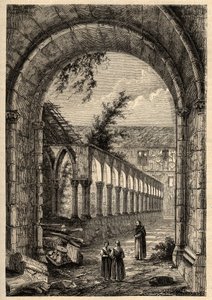 Cordeliersin tai Saint-Francois de Quimperin (Finistere) entinen luostari - - kaiverrus "" PATRIE" - PECTURESSE KUVAUS RANSKASTA 6 NITEESSÄ LUCIEN HUARD - 1800-luvun loppu tekijältä Anonymous Anonymous