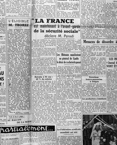 Artikkeli sosiaaliturvasta: "Ranska on nyt sosiaaliturvan eturintamassa, sanoo herra Parodi" 1945 tekijältä Anonymous Anonymous