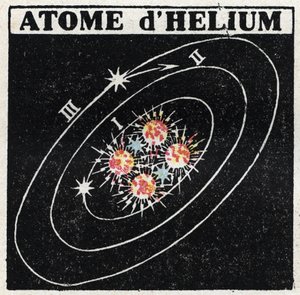 Atomi ja tiede: Helium Atom. Anonyymi kuvitus vuodelta 1925. Yksityiskokoelma. tekijältä Anonymous Anonymous