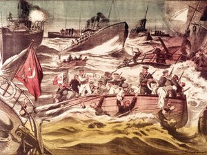 Kunfudan taistelu (Kunfida Kunfidah): meritaistelu käytiin 7. ja 8. tammikuuta 1912 Italian ja Turkin sodan aikana (1911-1912) Punaisellamerellä Kunfudan sataman edessä Saudi-Arabiassa. tekijältä Anonymous Anonymous