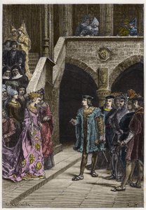 Kaarle VIII ja Anna Bretagnen - Kuningas Kaarle VIII:n (1470-98) ja Bretagnen kuningatar Annen tapaaminen - kaiverrus kirjasta "" Ranskan historia kerrottiin lapsenlapsilleni"" - kirjoittanut Francois Guizot - 1872-1876 tekijältä Anonymous Anonymous