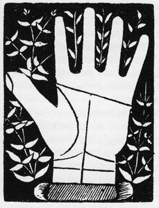 Chiromancia - Saturnuksen linja pysähtyy keskelle - Kaiverrus 1545 Andre Corvon teokseen "The Art of Chyromance" - Yksityinen kokoelma tekijältä Anonymous Anonymous
