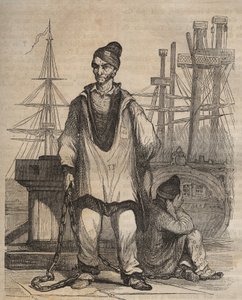 Ikuisia tuomioita Rochefort Bagnessa 1800-luvulla. Kaiverrus "Vankiloiden historiasta niiden luomisesta nykypäivään" (1877), Pierre Zaccone (1817-1895) (Colonia Penale - Rangaistussiirtokunta) tekijältä Anonymous Anonymous