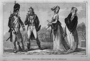 Puku johtokunnassa ja konsulaatissa. Kaiverrus vuodelta 1859 Le Mondessa. Kaikkien kansojen historia kaukaisimmista ajoista nykypäivään." M. E. de Lostalot-Bachoue (Lostalot Bachoue). Yksityinen kokoelma. tekijältä Anonymous Anonymous