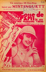 Kansi kappaleesta "Gosse de Paris", jonka laulaa Mistinguett (Mistinguette) (1875 - 1956), ranskalainen laulaja tekijältä Anonymous Anonymous