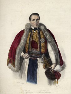 Daniel de Montenegro (1826-1860) (Danilo Aleksander Petrovic Njegos) - Danilo I, Montenegron prinssi - Nimetön - 1853 - Litografia, akvarelli - 40,7x30,9 - Yksityiskokoelma tekijältä Anonymous Anonymous