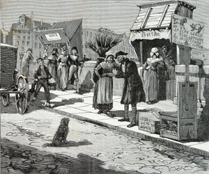 Koiratrimmerit Pariisin silta yhdeksännellä noin 1796, Kaiverrus, Yksityinen kokoelma tekijältä Anonymous Anonymous
