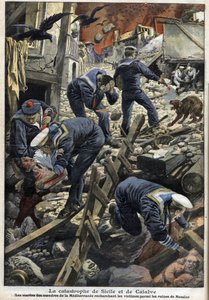 Maanjäristys Sisiliassa, Calabria 1909 - Sisilian ja Calabrian katastrofi (maanjäristys) - Välimeren merimiehet etsivät uhreja Messinan raunioiden välistä - "" Pieni päiväkirja"" tammikuussa 1909 tekijältä Anonymous Anonymous