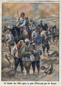 Ensimmäinen maailmansota 1914-1918 (sota 14-18). Turkkilaisten vetäytyminen sen jälkeen, kun venäläiset valtasivat Erzerumin. "" Le Petite Journal" -lehdessä, 27.2.1916. Yksityinen kokoelma tekijältä Anonymous Anonymous