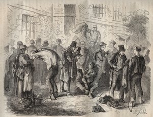 Forcatit myivät omaisuutensa ennen saapumistaan ​​Toulon Bagneen 1800-luvulla. Pierre Zacconen (1817-1895) (1817-1895) (Colonia Penale - Penal Colony) kaiverrus kirjaan ”Vangoitujen historia heidän luomisestaan ​​nykypäivään” (1877). Yksityinen kokoelma. tekijältä Anonymous Anonymous