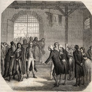Ranskan vallankumous - Hebertistit - Les Hebertistes à la Concierge Pariisissa 23. maaliskuuta 1794 - - Kaiverrus "Histoire des Girondins" Alphonse de Lamartinen (1790-1869) 1865-1866 - Yksityinen kokoelma tekijältä Anonymous Anonymous