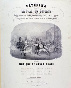 Pugnin Catarinan tai rosvon tyttären nuotioesitys esitykseen Teatro alla Scalassa (1847) tekijältä Anonymous Anonymous