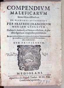 Guazzon Compendium maleficarumin etukappale demonologiasta ja noituudesta (kaiverrus tekijältä Anonymous Anonymous