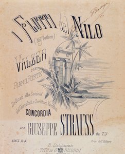 Josef Straussin Nile Watersin pianolle tarkoitettujen valssien nuotioiden etukappale tekijältä Anonymous Anonymous