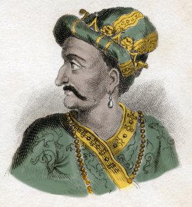 Grand Moghol (Mogol tai Moghul) (todennäköisesti Aurangzeb (1618-1707), joka tunnetaan myös nimellä Alamgir) (Abu Muzaffar Muhiuddin Muhammad Aurangzeb Alamgi) - 1800-luvun kaiverrus - Milano tekijältä Anonymous Anonymous