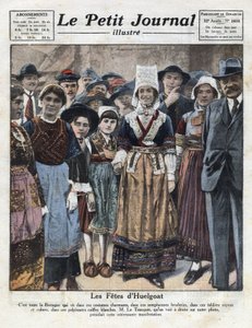 Huelgoat juhlii perinteisissä bretonilaisasuissa alueellisten tapojen elvyttämistä edistävän aloitteen yhteydessä. Kuva otettu julkaisusta "" Le petit journal illustrious"" 9.10.1921. Yksityinen kokoelma tekijältä Anonymous Anonymous