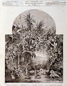 Kuvitus Wagnerin oopperalle Parsifal, joka oli edustettuna vuonna 1882 Bayreuthin teatterissa tekijältä Anonymous Anonymous