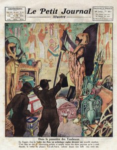 Marraskuussa 1922 englantilainen egyptologi Howard Carter ja lordi Carnarvon menivät ensimmäistä kertaa farao Tutankhamonin hautaan - Kuvitus "Le Petit Journalista" 11.02.1923 (kaiverrus) tekijältä Anonymous Anonymous