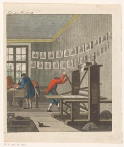 Kirjapainon sisustus, n. 1750-1850 (kaiverrus) tekijältä Anonymous Anonymous