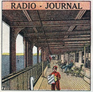 La T.S.F.: radio - sanomalehti. Sanomalehtien myyjä lainerissa. Anonyymi kuvitus vuodelta 1925. Yksityiskokoelma. tekijältä Anonymous Anonymous
