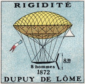 Les balloons: ballon haubanne, Henri Dupuy de Lome (1816-1885) vuonna 1872. Nimetön kuvitus vuodelta 1925. Yksityinen kokoelma. tekijältä Anonymous Anonymous