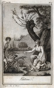 Leto, Letone, Latona, Kaiverrus vuodelta 1819 Charles Albert Demoustierin (1760-1801) kirjassa "Kirjeitä Emilielle mytologiasta". Yksityinen kokoelma. tekijältä Anonymous Anonymous