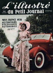 Lynne Lassal Miss France 1936 autoteollisuuden eleganssikilpailussa. Yksi lehdistä "" L
