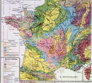 Ranskan kartta: Geologinen Ranska - "" Atlas scolairessa"" tekijältä Anonymous Anonymous