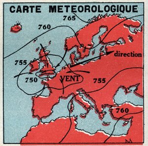 Meteorologia: meteorologinen kartta. Anonyymi kuva vuodelta 1925. Yksityinen kokoelma. tekijältä Anonymous Anonymous