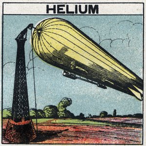 Uudet kaasuominaisuudet: zeppeliini täyttyy heliumilla. Nimetön kuvitus vuodelta 1925. Yksityinen kokoelma. tekijältä Anonymous Anonymous