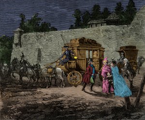 Kuninkaallisen perheen yölento Varennesiin vuonna 1791, Kaiverrus, Yksityinen kokoelma tekijältä Anonymous Anonymous