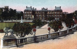 Pariisi: Palais ja Jardin du Luxembourg. Valokuva vuodelta 1920 Pariisin kaupungin "" Artistic Album -albumissa". Yksityinen kokoelma. tekijältä Anonymous Anonymous