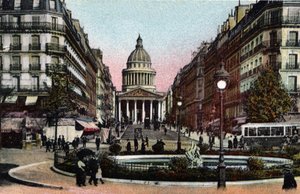 Pariisi: näkymä rue Soufflotille ja Pantheonille. Valokuva vuodelta 1920 Pariisin kaupungin "" Artistic Album -albumissa". Yksityinen kokoelma. tekijältä Anonymous Anonymous