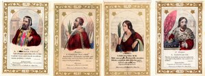 Hurskas kuva: "" St. Ulrich Augsburg, St. Stanislaus, St. Bibiana, St. Ladislas I Unkari"" Yksityiskokoelmakortti tekijältä Anonymous Anonymous