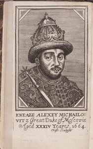 Aleksis I Mikhailovitsh de Russien (1629-1676), dit le tsar tres paisible (Venäjän tsaari Aleksis I Mihailovitšin muotokuva) - Etsaus Samuel Collinsin teoksesta "Venäjän nykytila" tekijältä Anonymous Anonymous